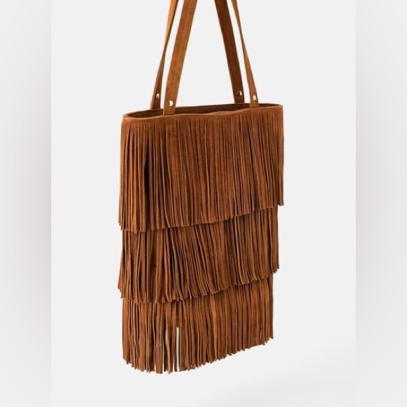 Zara Bags Final Zara Suede Fringe Shoulder Bag In Brown Poshmark